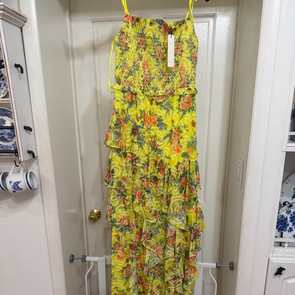 NEW wTags $850 Alice + Olivia Jocelyn Dress with Tiered Layers and Ruffles sz 6